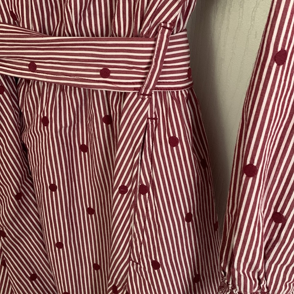 Free Assembly Polka Dot & Stripes Maroon Dress Size Small - Picture 3 of 8